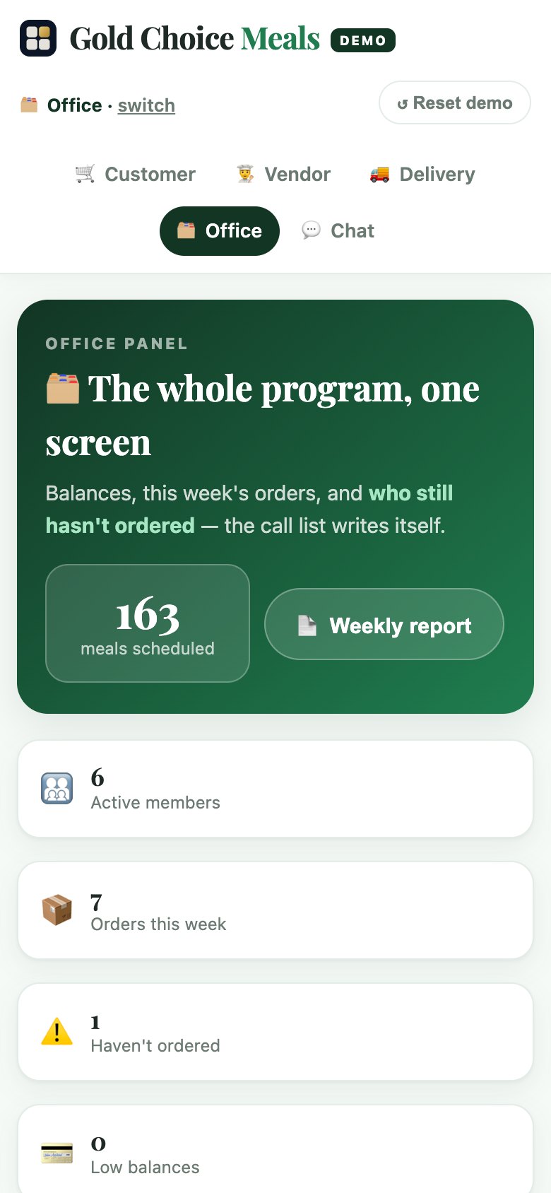 Meal Program Manager on a phone